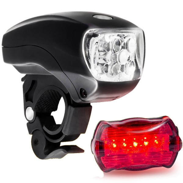 Set far si stop, cu led, pentru bicicleta, culoare negru, tip II